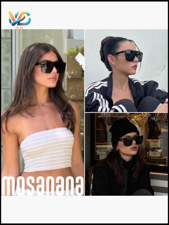 Trendy Oversized Square Sunglasses Flat Top Fashion Shield Shades UV400